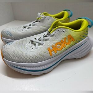 Hoka One One Bondi X White/Evening Primrose Yellow/Green Shoes Women's Size 8B